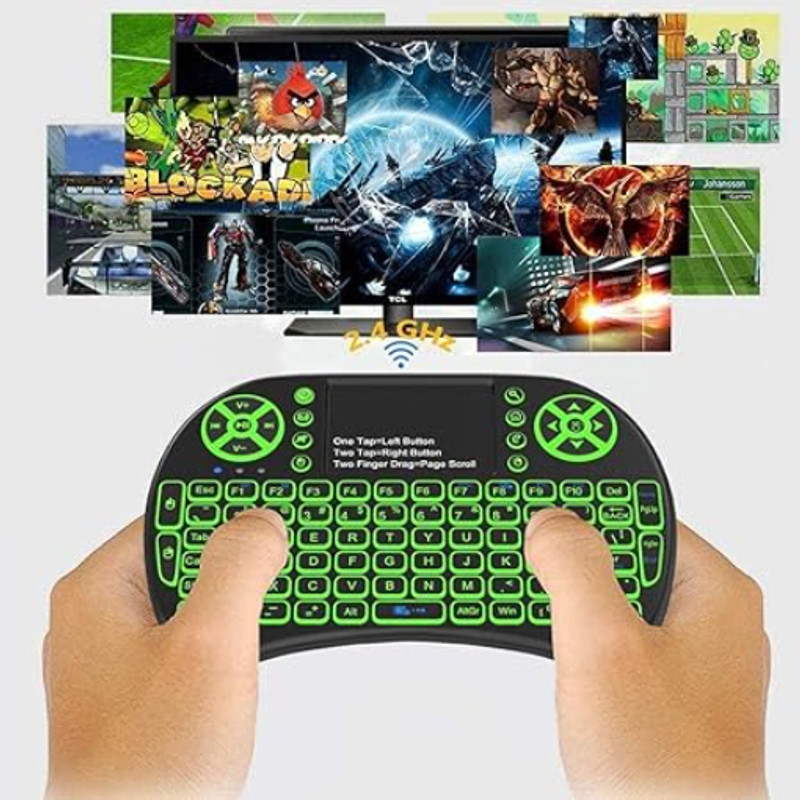 ROAR BGF_871A_hard Keyboard with Backlight Touchpad Mouse, Mini Wireless Keyboard Wireless Thumb-size Multi-device Keyboard Compatible with Desktop, Laptop, Mac(Black)