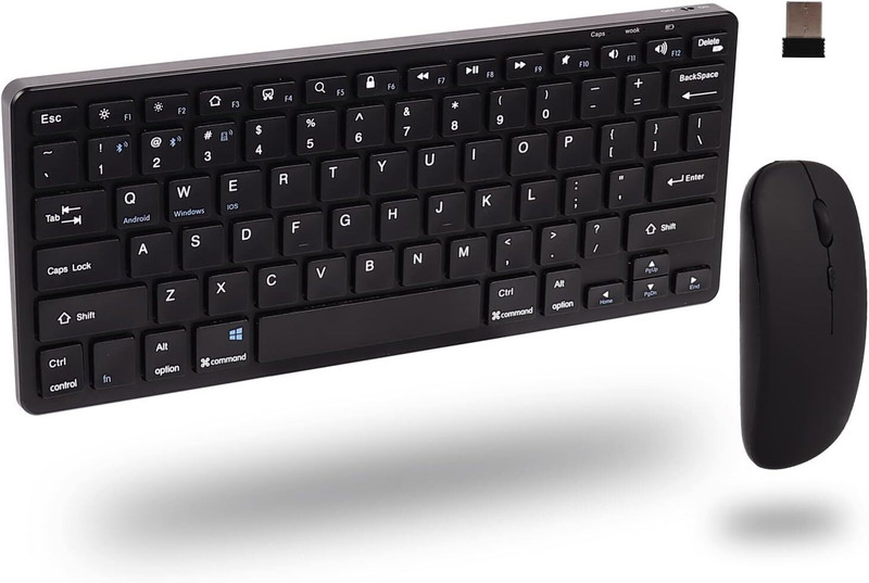 FKU Wireless Keyboard With Mouse Bluetooth Handheld Multi-device Keyboard Compatible with Desktop, Laptop, Tablet(Black)