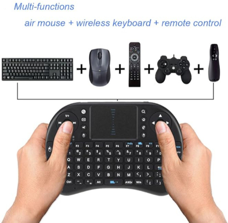 FRONY BGF_866A_Mini Wireless Keyboard with Light with Attach, Mouse for pc, Tablets Wireless Thumb-size Multi-device Keyboard Compatible with Desktop, Laptop, Mac Easy to Use,Plug and Play,Quick, Comfy Durable body(Black)