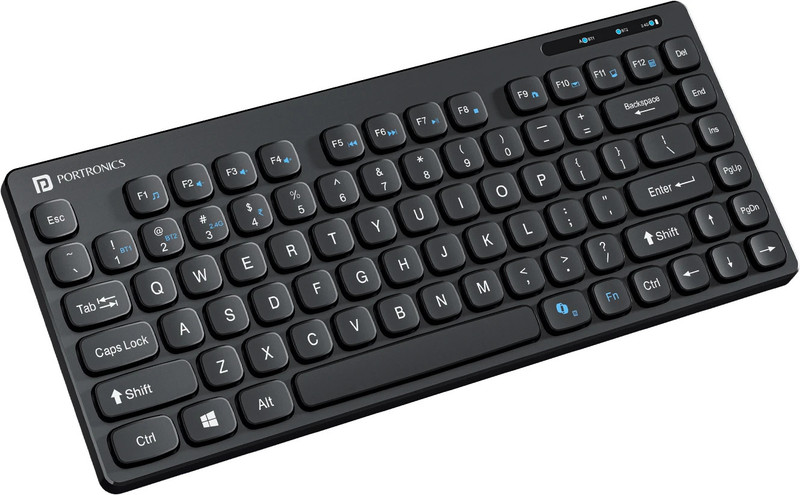 Portronics Bubble, POR1677 2.4 GHz & Bluetooth 5.0 Connectivity, Noiseless Experience Bluetooth, Wireless Handheld Multi-device Keyboard Compatible with Desktop, Laptop, Tablet, iPad, Mac Compact Size for iOS iPad Air, Pro, Mini, Android,Windows Tablets PC Smartphone(Black)