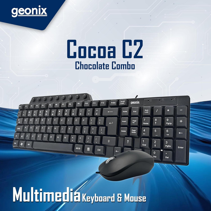 GEONIX GXWBK-02/ Cocoa C2 Wired USB Standard Multi-device Keyboard Compatible with Desktop(Black)