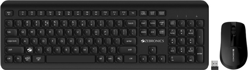ZEBRONICS Companion 203 Wireless Standard Multi-device Keyboard Compatible with Desktop, Laptop, Mac 2.4GHz Wireless, Copilot AI Key, 12 Multimedia Keys, 1600 DPI, for Windows & Mac(Black)