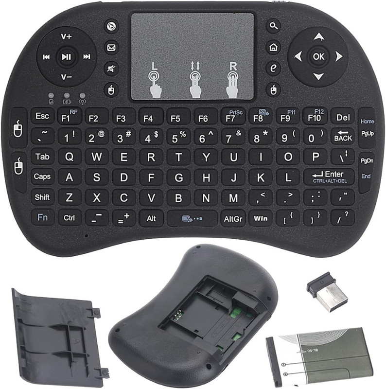 parspar Mini Wireless Keyboard with Touchpad & USB Receiver – Portable Multimedia Wireless Standard Multi-device Keyboard Compatible with Desktop, iPad, Laptop, Mac, Tablet(Black)