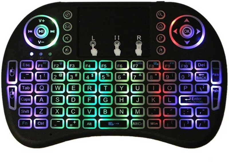 Orlov Wireless Mini Keyboard with Touchpad and LED Backlight Wireless Standard Multi-device Keyboard Compatible with Desktop, Laptop, Mac(Black)