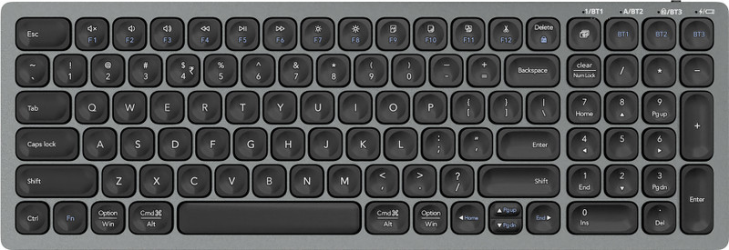 ZEBRONICS Zeb K5001MW Bluetooth 5.0 keyboard for Mac, Windows, Android, Upto 3 connections Bluetooth Standard Multi-device Keyboard Compatible with Desktop, Laptop, Mac multimedia_keys(Dark Grey)