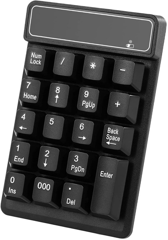 VOOCME 2.4Ghz Wireless Numeric Keypad Mechanical Feel Number Pad Keyboa 19 Keys Wireless Laptop-size Multi-device Keyboard Compatible with Desktop, Laptop, Mac(Black)