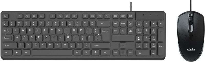 Elista Wired Keyboard and Mouse Combo (ELS WK-714) Wired USB Standard Multi-device Keyboard Compatible with Desktop, Laptop, Mac(Black)