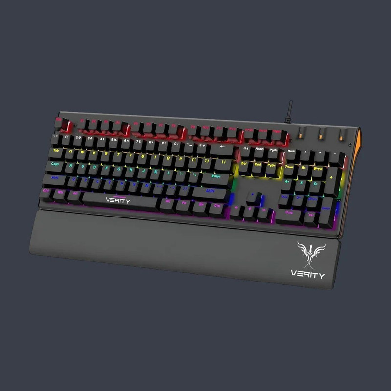 Verity Onyx RGB Mechanical Keyboard with Detachable Palm Rest Wired USB Standard Multi-device Keyboard Compatible with Desktop, Laptop, Mac(Black)
