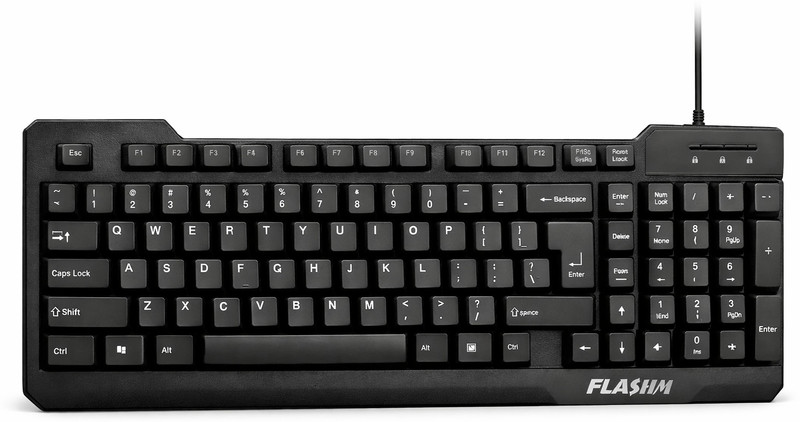 Flashm DT-WRDKBD-011 Wired USB Standard Multi-device Keyboard Compatible with Desktop(Black)