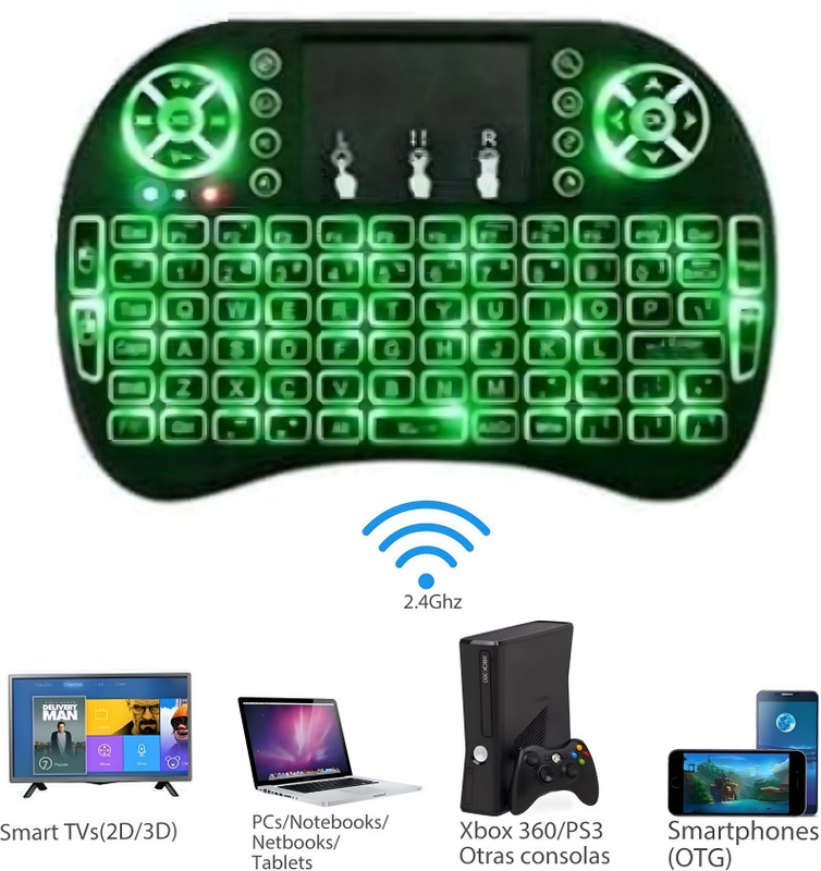 coolcold Mini Bluetooth Keyboard with Touchpad | Wireless 2.4G & Backlit Bluetooth, Wireless Handheld Multi-device Keyboard Compatible with iPad, Desktop, Laptop, Mac, Tablet(Black)