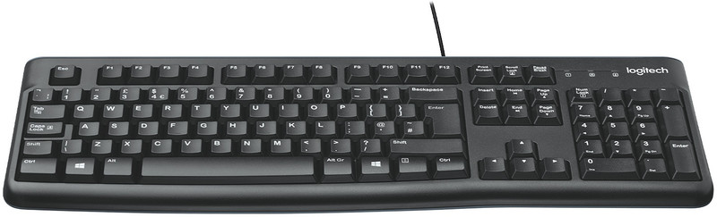 Logitech K120 / Full-Size, Spill-Resistant, Curved Space Bar Wired USB Standard Desktop Keyboard Compatible with Desktop, Laptop, Mac for Windows, USB Plug-and-Play, Full-Size, Spill-Resistant, Curved Space Bar