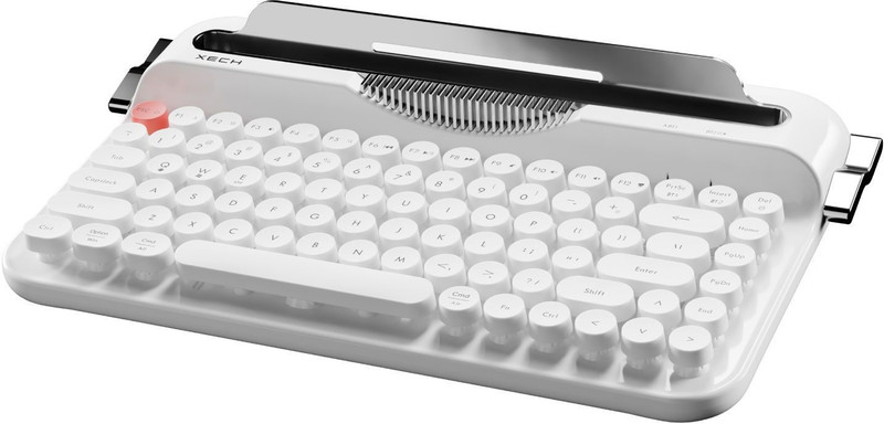 xech Typewriter Wireless Keyboard Retro Vintage Design with Round Keycaps 2.4G Wireless, Bluetooth Tenkeyless Multi-device Keyboard Compatible with Desktop, Laptop, Mac, iPad, Tablet(White)