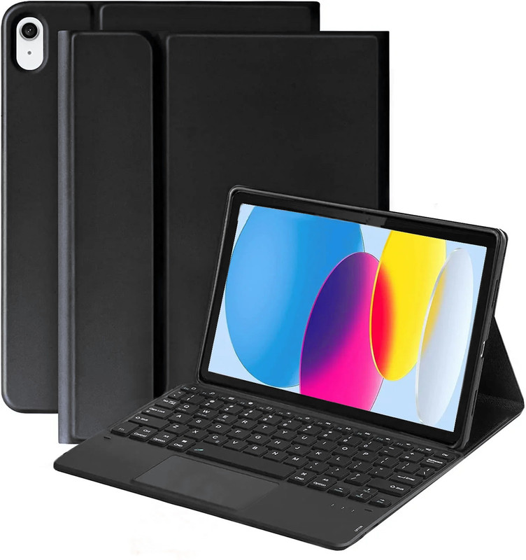 Bestor Wireless Bluetooth Keyboard Smart flip with Pencil Holder for 7th 8th 9th Gen Bluetooth Laptop-size Tablet Keyboard Compatible with iPad, Laptop, Tablet(Black)