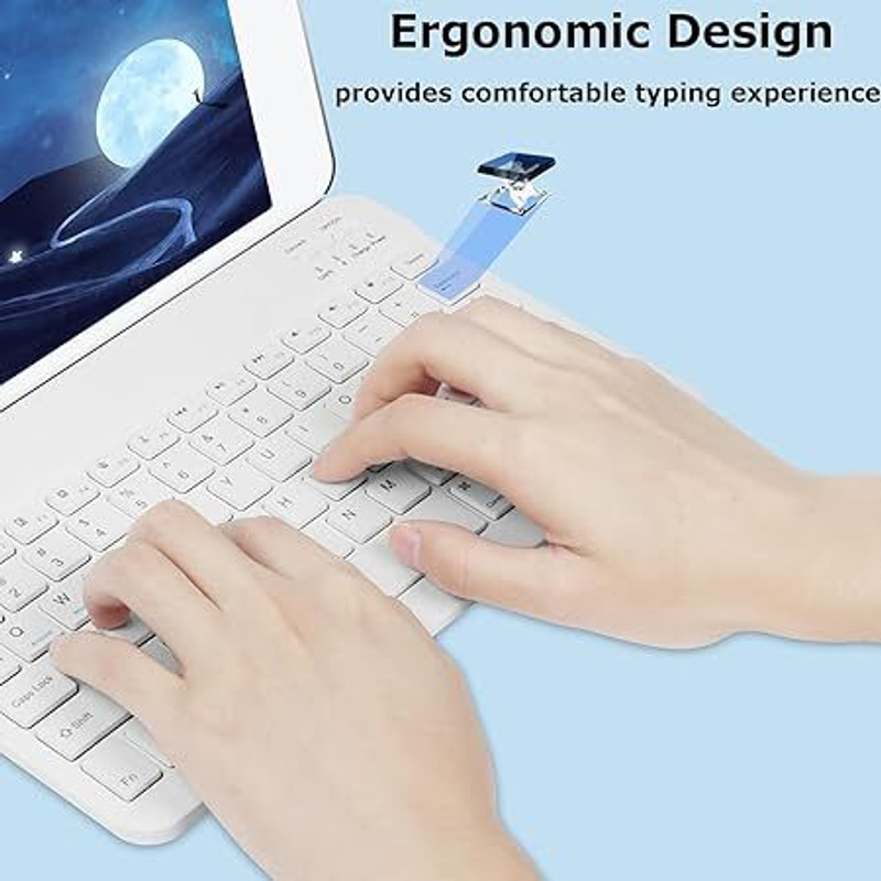 menosupp Keyboard & Mouse SET for iPad & Android tablets, Ultra-Slim Wireless combo kit Bluetooth, Wireless Handheld Tablet Keyboard Compatible with Desktop, iPad, Laptop, Mac, Tablet(Royal Purple)