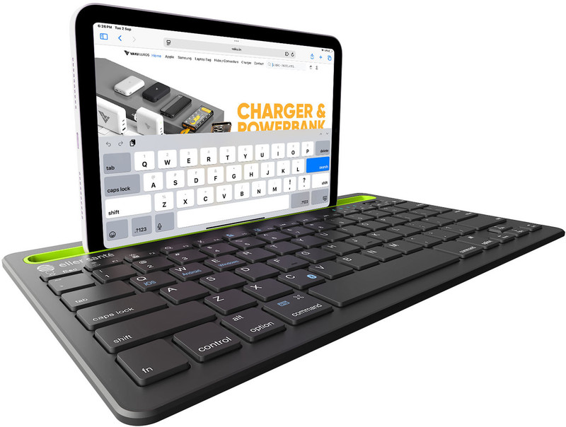 Vaku Luxos Keyflow 3.0 Rechargeable Bluetooth Keyboard with Multimedia & Number Keys, Wireless Standard Tablet Keyboard Compatible with iPad, Tablet(Black)