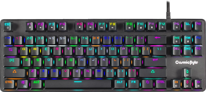 Cosmic Byte CB-GK-16 Firefly Mechanical Outemu Blue Switch Wired USB Tenkeyless Gaming Keyboard Compatible with Desktop, Laptop, Mac with gaming mode ,multimedia_keys,CB-GK-16 Firefly Mechanical Outemu Blue Switch(Black)