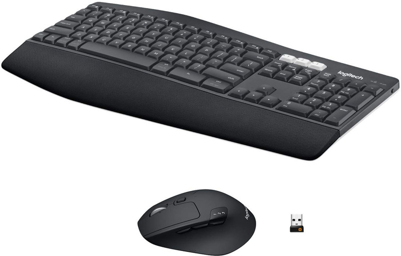 Logitech MK850 Multi-Device Wireless Keyboard and Mouse Set, 2.4GHz Wireless & Bluetooth Bluetooth, Smart Connector, Wireless Handheld Multi-device Keyboard Compatible with Desktop, Laptop, Mac Curved Keyframe , 12 Programmable Keys, 3-Year Battery Life, PC/Mac(White, Black)