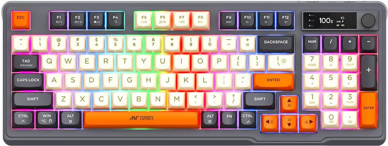 Ant Esports MK801 V2 Wireless Standard Gaming Keyboard Compatible with Desktop, Laptop, Mac(Grey, Beige, Orange)
