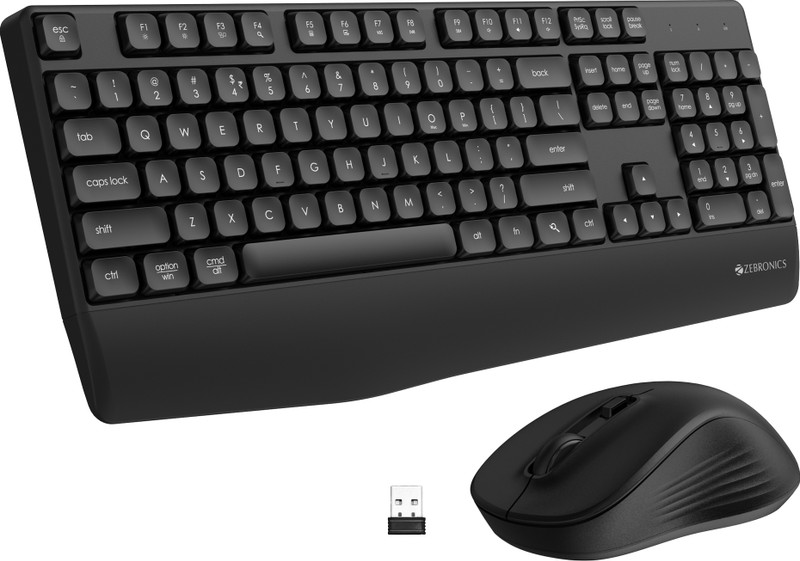 ZEBRONICS Companion 202 Wireless Standard Desktop Keyboard Compatible with Desktop, Laptop, Mac 104 Keys, Copilot AI Key, 12 Multimedia Keys, 1600 DPI, Silent, 4 Buttons(Black) - 68% off at DetectaDeal
