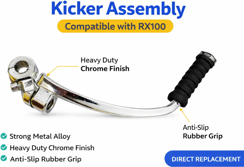 Totalbikes Kicker Assembly Compatible with Yamaha RX100Heavy Duty Chrome Finish Kickstart Lever
