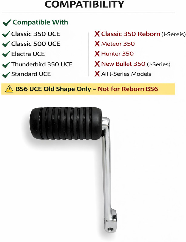 EAZ Gear Shift Lever for RE Classic, Electra, Standard, Thunderbird UCE (BS3/4/BS6) Kickstart Lever