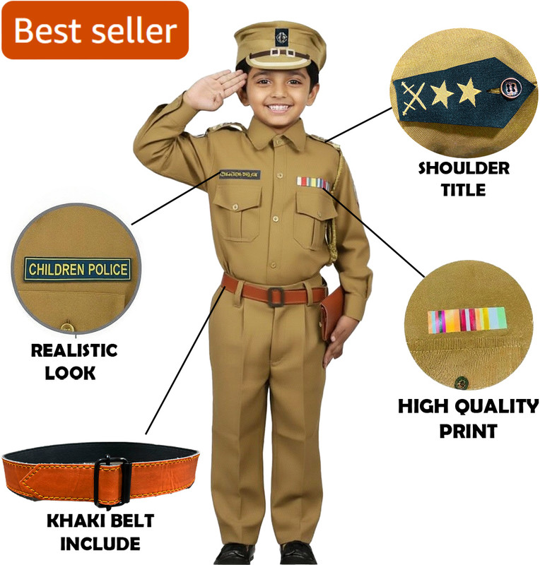 Maasuryakala Police Dress with accessories included belt style2 Kids Costume Wear