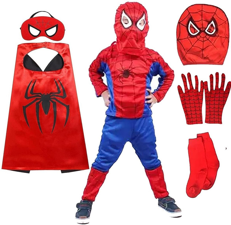 FANCYJET Spiderman Costume for Kids With Cap, Sock And Gloves Kids Costume Wear