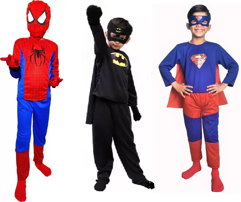 FASHIOMINI Spiderman, Batman and Superman costumes Dress For kids Wear Combo Kids Costume Wear