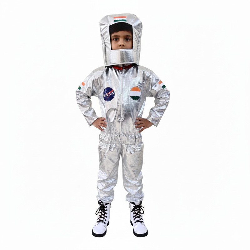 FANCYJET Astronaut Costume for kids|Space Suit| Silver Color| Fancy Dress Kids Costume Wear