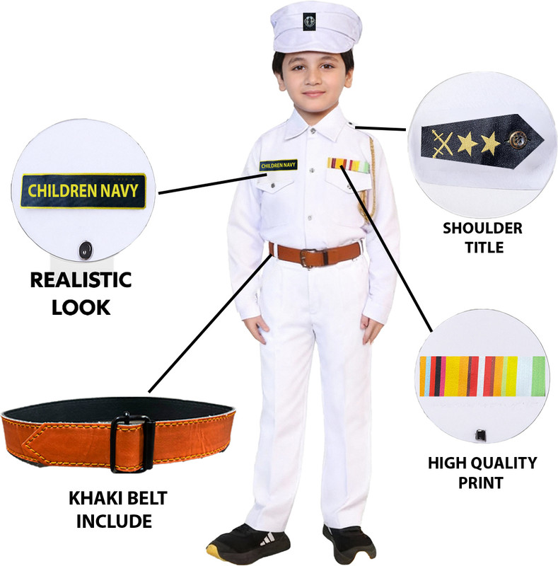 Fancy Steps NAVY Dress with accessories included belt Kids Costume Wear