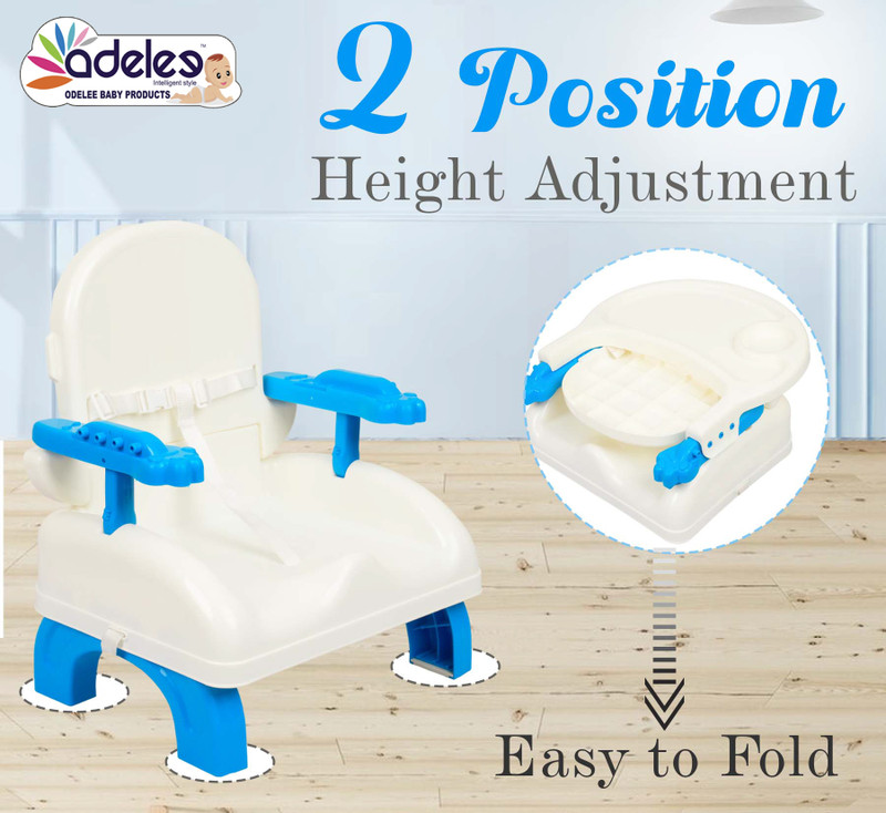 ODELEE Height Adjustment Honey Bee Folding Jelly Chair With 3 Position Full Size Tray Bouncer(Blue, White)