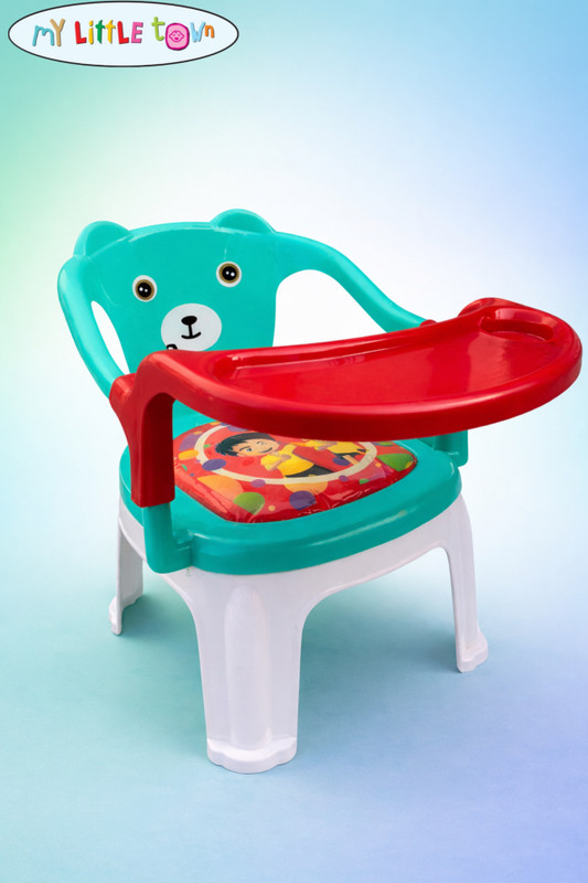 MY LITTLE TOWN Kids Feeding Chair Light Blue 02 | Whistling Cushioned Chair | Baby chair(Sea Green with Red)