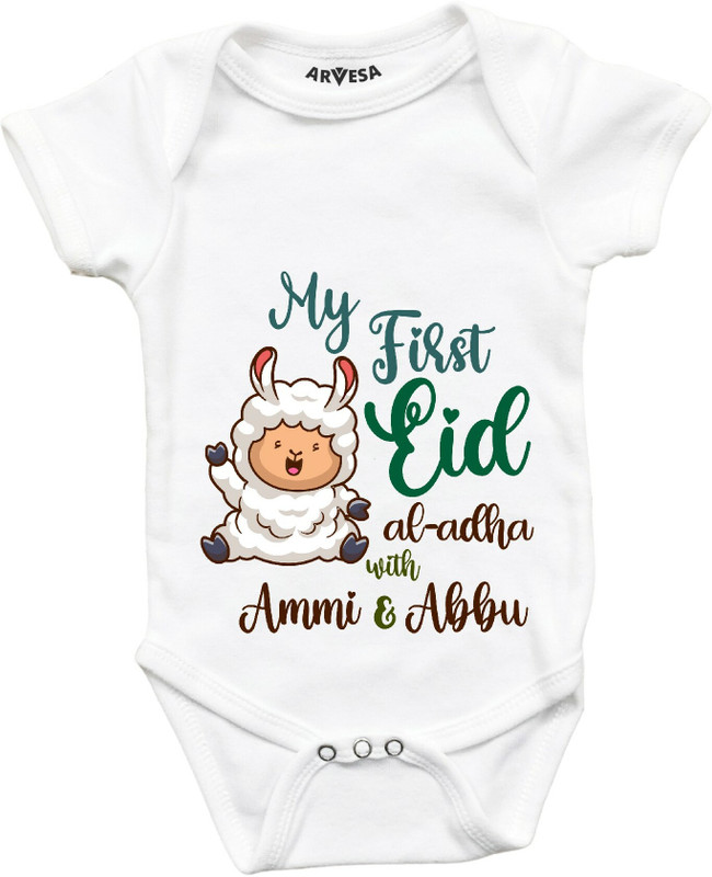 ARVESA Romper For Baby Boys & Baby Girls Casual Printed Cotton Blend(White, Pack of 1)