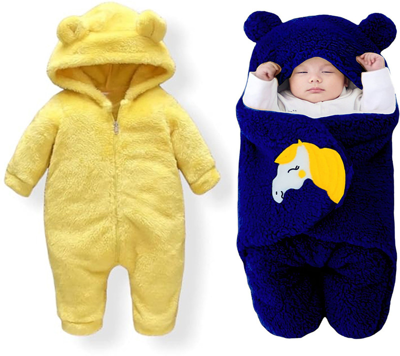 Aakriti Solid Single Crib Baby Blanket for  AC Room(Microfiber, Yellow&Navy)
