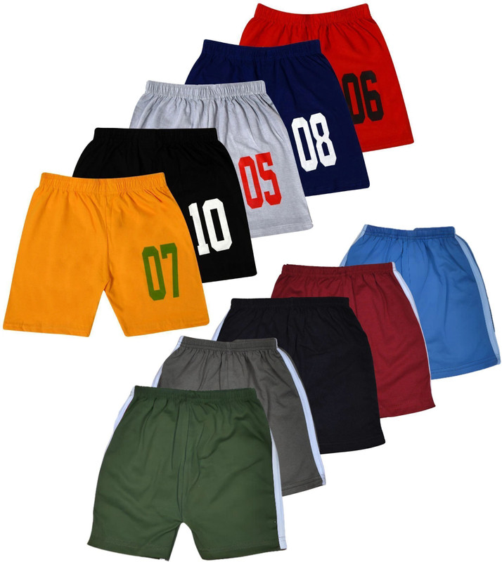 HUXX Short For Boys & Girls Casual Printed Pure Cotton(Multicolor, Pack of 10)