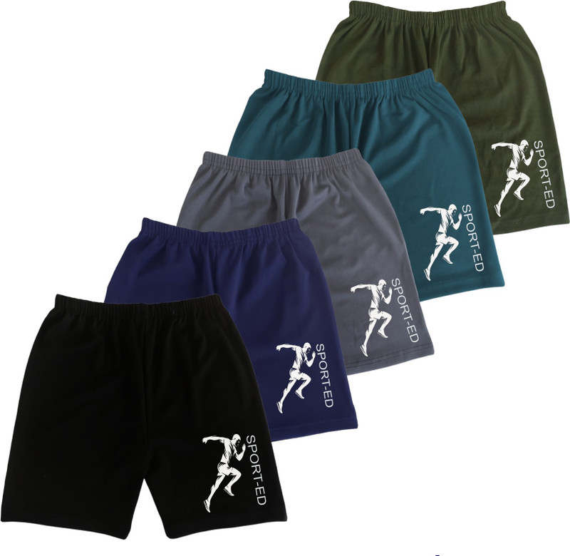 AMAZEE Short For Boys Sports Printed Lycra Blend(Multicolor, Pack of 5)
