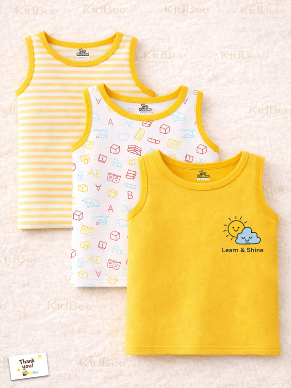 KidBee Vest For Baby Boys Cotton(Multicolor, Pack of 3)
