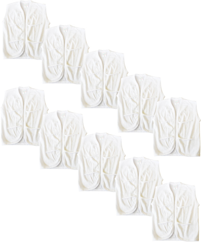 Just Live Fashion Vest For Baby Boys & Baby Girls Cotton(White, Pack of 10)