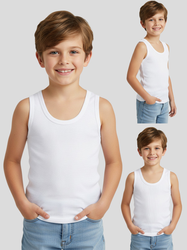 Lux Parker Vest For Boys Cotton(White, Pack of 3)