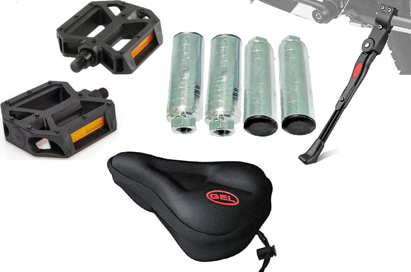 Gymisa Bicycle Side Stand Foot Rest Cycle Seat Cover With Cycle Pedal Set Cycling Kit