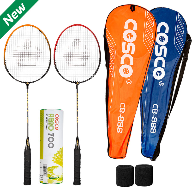 COSCO Combo of 6, 2 CB-888 Badminton Racquet, 2 Wrist Band, 2 Full Cover Badminton Kit
