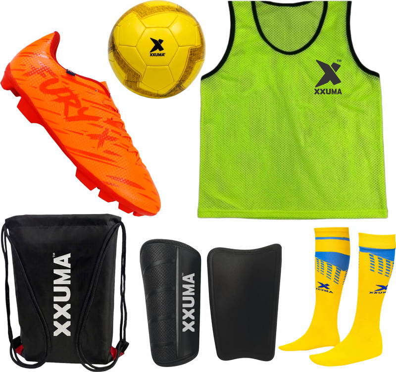 XXUMA Football Carry Kit with Shoes, Ball, Bib, Shin Guard, Socks & Bag Football Kit