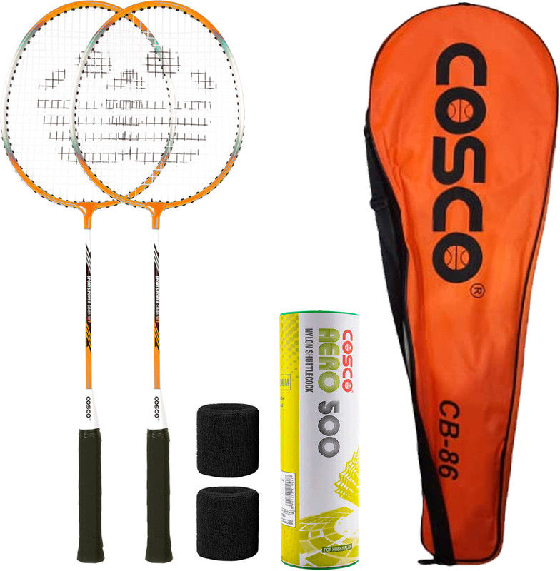 COSCO cb-86, 2 racquet, 6 piece nylon shuttle, racket combo set, band, aluminium frame Badminton Kit