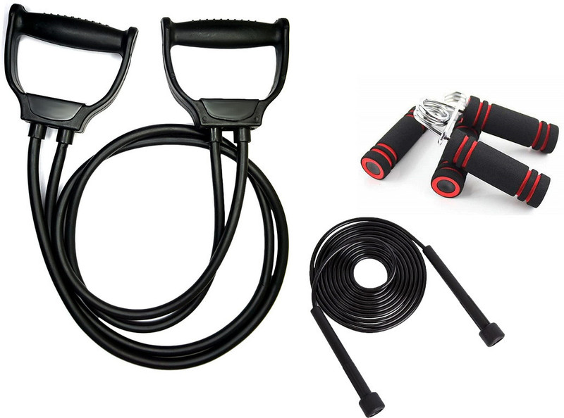 Pheonix Fitness Combo Of Double Toning Tube With Pencil Rope And 2 Foam Hand Grip Fitness Accessory Kit Kit