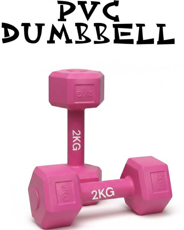 LIONER PINK PVC Hexa Dumbbell Set, 1 Pair Hex Dumbbells, Home Gym 2KG x 2PCS Fixed Weight Dumbbell(4 kg)