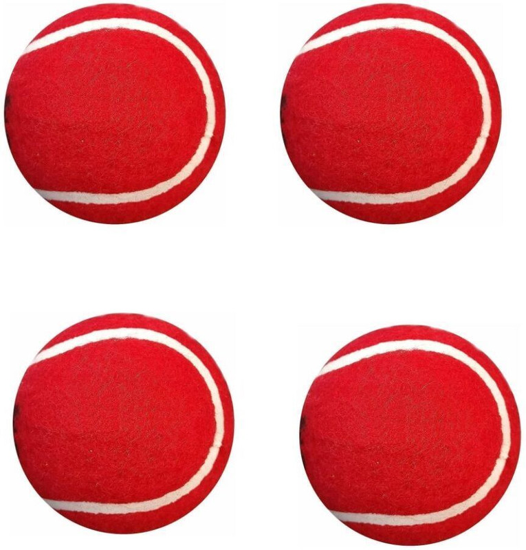 URVTRADING Red Tenis Cricket Ball Pack of 4 Cricket Kit