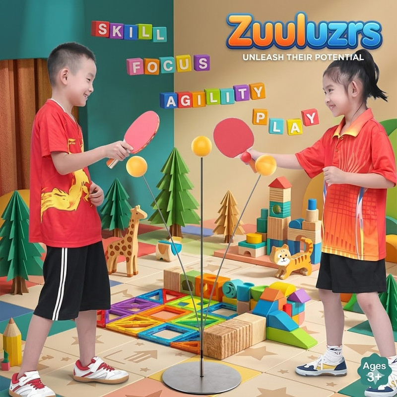 Zuuluzrs New Best Table Tennis Trainer with 2 Wooden Rackets & 2 Balls Table Tennis Kit