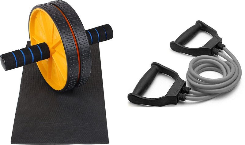 Fitnesstricks Combo Of Ab Wheel Roller With Double Toning Tube Home Gym Kit Fitness Accessory Kit Kit