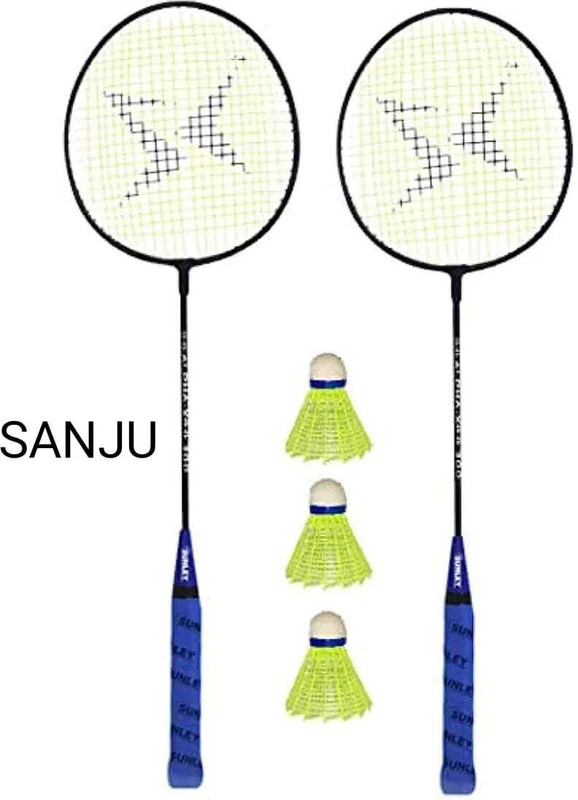 SANJU badminton set of 2 pcs, 3 shuttlecok plastic best quality Badminton Kit