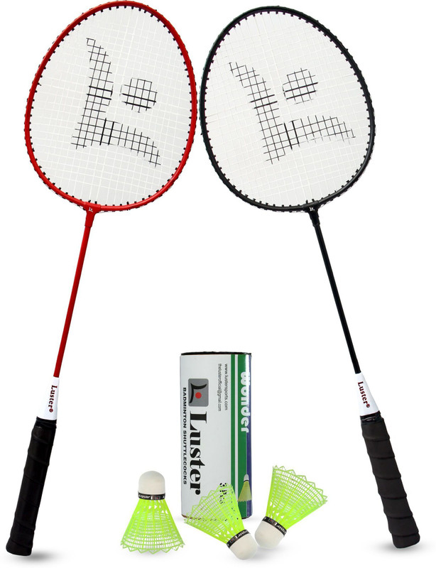 Luster single shaft racket with 3pcs of plastic shuttle Badminton Kit
